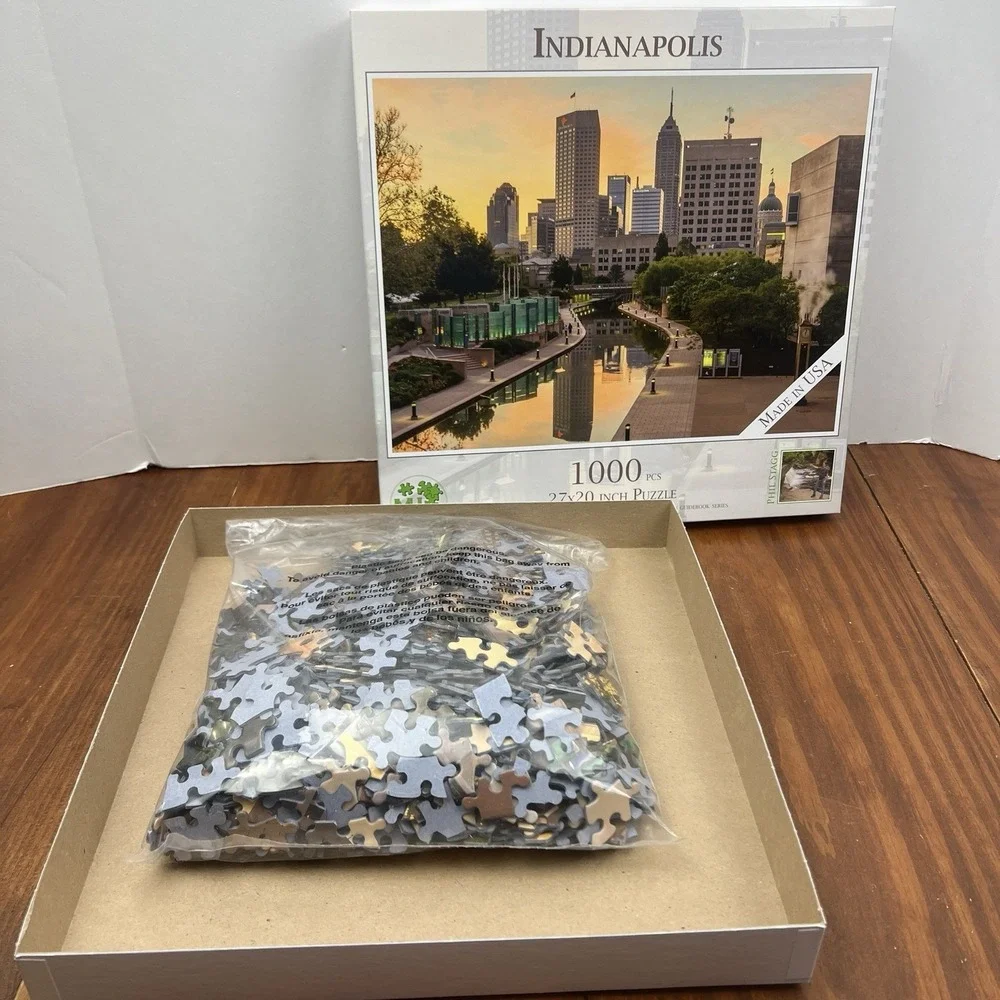 MI Puzzles Indianapolis Canal Walk 1000 Piece Puzzle Made in USA Phil Stagg